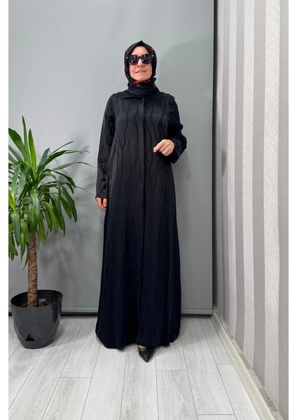 Gömlek Yaka Jakarlı Cupro Kap Siyah T25Y-8056