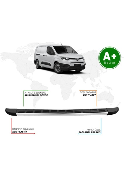 Toyota Proace City Panelvan Arka Basamak Uzun Şasi 2019 Model ve Sonrası S-Line