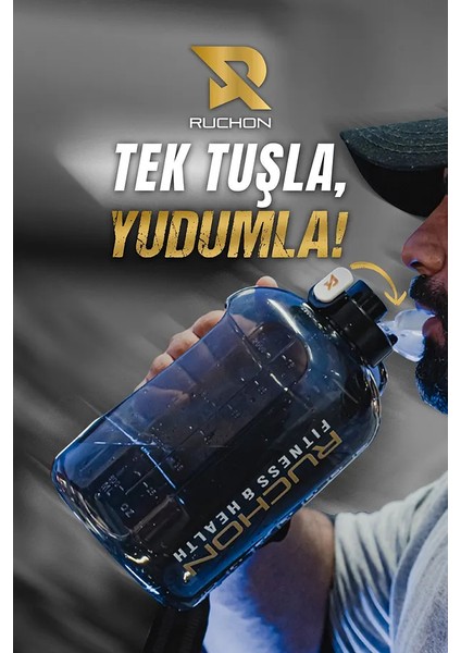 Ruchon Sporcu Matara - Motivasyon Yazılı Büyük Suluk - Tritan Malzeme Bpa Free - Fitness & Günlük Kullanım