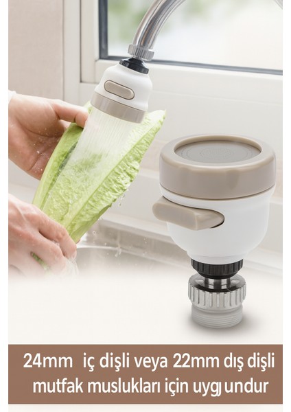 360° Döner Başlıklı Mutfak Musluk Ucu – 3 Fonksiyonlu Su Tasarruflu Püskürtme Başlığı Aparatı indirimleri