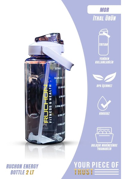 Ruchon Sporcu Matara - Motivasyon Yazılı Büyük Suluk - Tritan Malzeme Bpa Free - Fitness & Günlük Kullanım modelleri