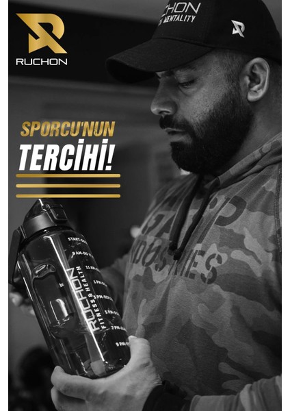 Ruchon Sporcu Matara - Motivasyon Yazılı Büyük Suluk - Tritan Malzeme Bpa Free - Fitness & Günlük Kullanım indirimleri