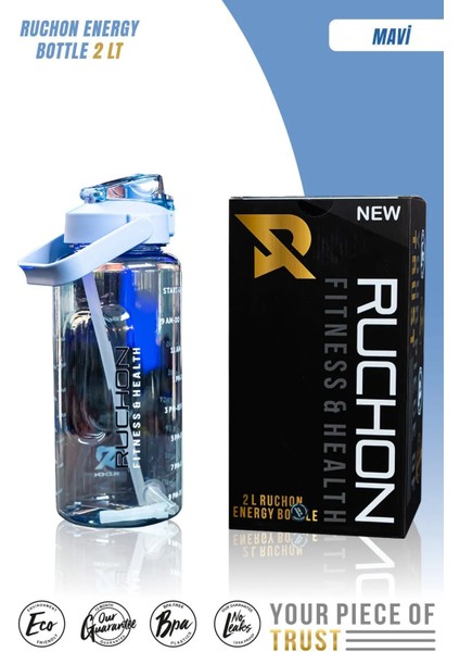 Ruchon Sporcu Matara - Motivasyon Yazılı Büyük Suluk - Tritan Malzeme Bpa Free - Fitness & Günlük Kullanım