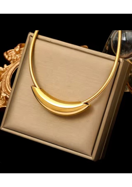 Su Damlası Kadın Kolye 316 Paslanmaz Çelik Gold Renk