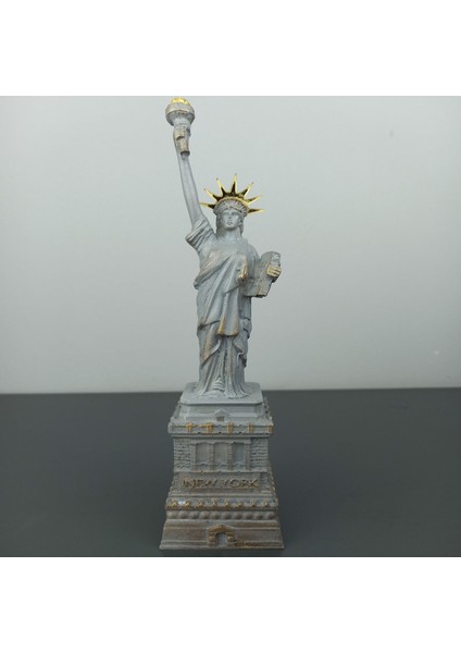 New York Özgürlük Heykeli Biblo | 21 cm | El Boyama Polyester Dekoratif Obje