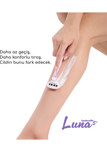 3'lü Paket Luna 5 Bıçaklı Kadın Tıraş Makinesi 2 Yedek Tıraş Bıçağı Başlıklı - Bikini Bölgesi