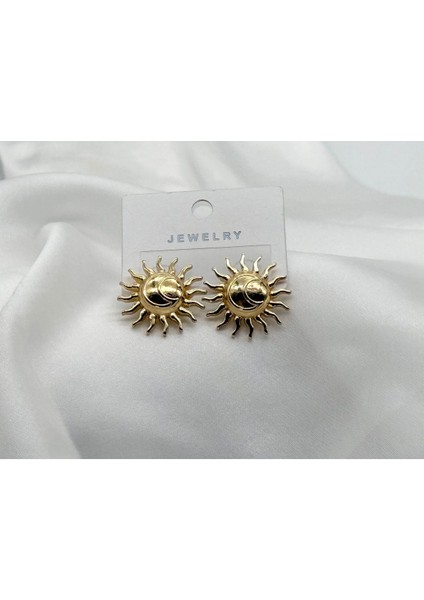 Jevelry Güneş Kıraliçe Kadın Gold Renk Küpe