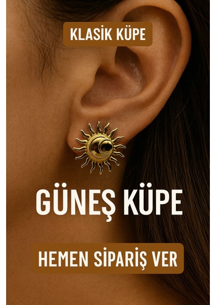 Jevelry Güneş Kıraliçe Kadın Gold Renk Küpe modelleri