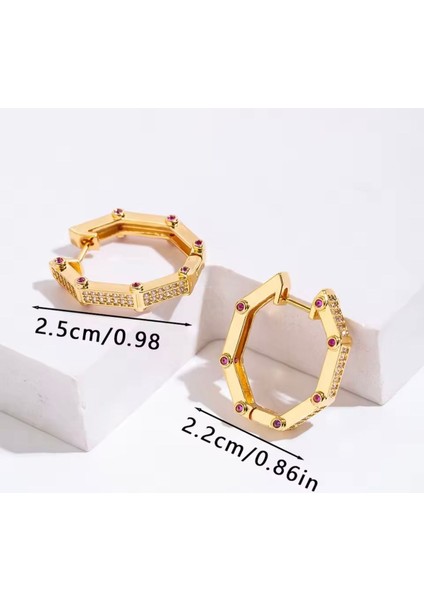 Çelik Baguetta Zirkon Taşlı Halka Kadın Küpe Gold Renk modelleri