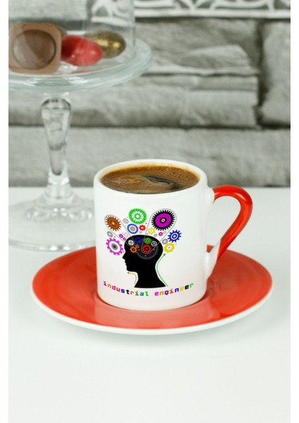 Kırmızı Indüstriyel Tasarımlı Türk Kahvesi Fincanı