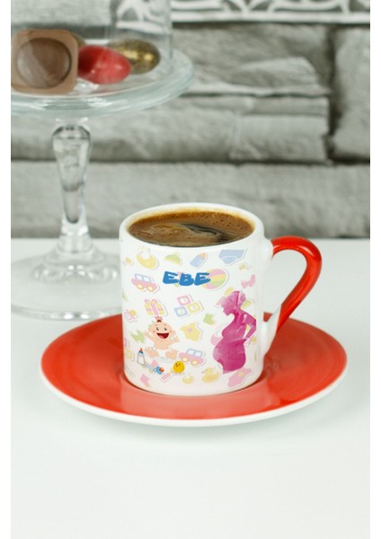 Kırmızı Ebe Hemşire Türk Kahvesi Fincanı, Şık ve Kullanışlı Tasarım