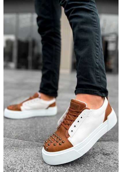 J169 Thorn Ortopedik Taban Günlük Cilt Erkek Sneaker Spor Ayakkabı Cbt Taba/beyaz