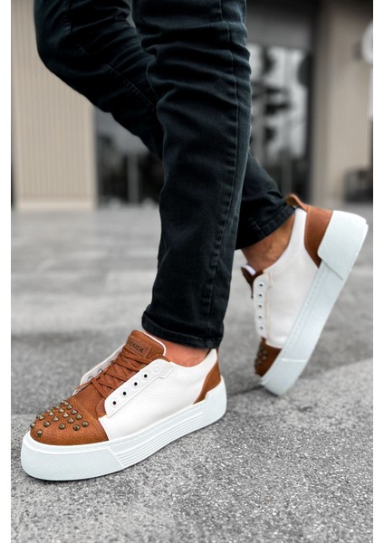 J169 Thorn Ortopedik Taban Günlük Cilt Erkek Sneaker Spor Ayakkabı Cbt Taba/beyaz modelleri