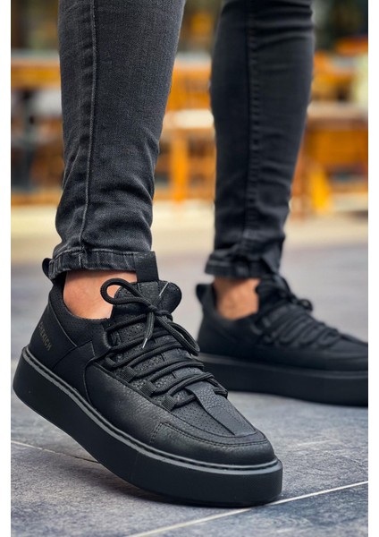 J159 Saturn Ortopedik Taban Günlük Cilt Erkek Sneaker Spor Ayakkabı Cst Siyah