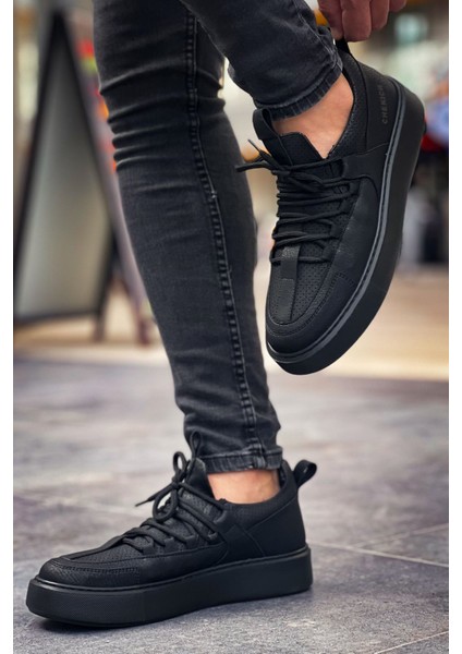 J159 Saturn Ortopedik Taban Günlük Cilt Erkek Sneaker Spor Ayakkabı Cst Siyah modelleri
