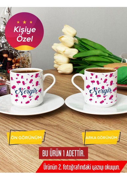 Kişiye Özel Lolipop Desenli Beyaz Türk Kahvesi Fincanı