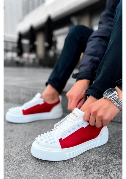 J169 Thorn Ortopedik Taban Günlük Cilt Erkek Sneaker Spor Ayakkabı Cbt Beyaz/kırmızı fırsatları