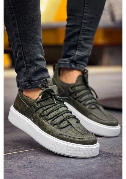 J159 Saturn Ortopedik Taban Günlük Cilt Erkek Sneaker Spor Ayakkabı Cbt Haki