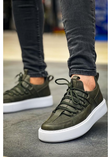 J159 Saturn Ortopedik Taban Günlük Cilt Erkek Sneaker Spor Ayakkabı Cbt Haki modelleri