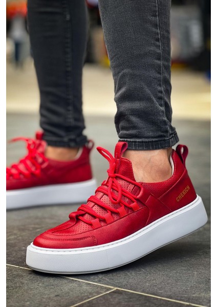 J159 Saturn Ortopedik Taban Günlük Cilt Erkek Sneaker Spor Ayakkabı Cbt Kırmızı fiyatları