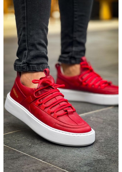 J159 Saturn Ortopedik Taban Günlük Cilt Erkek Sneaker Spor Ayakkabı Cbt Kırmızı modelleri