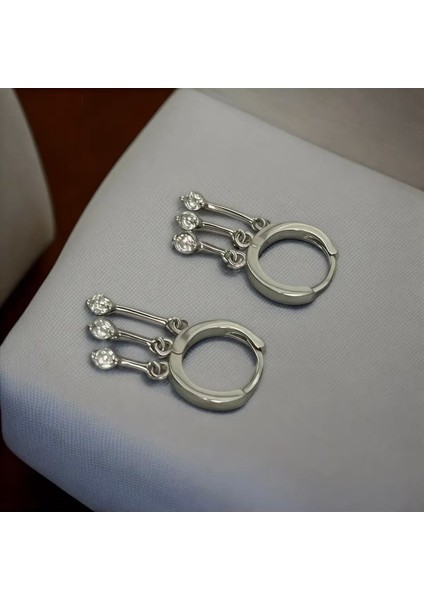 Novada 925 Ayar Gümüş Zirkon Taşli Damla Detaylı Küpe