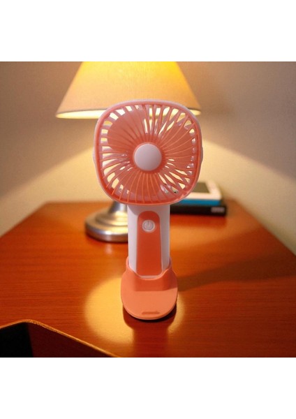 Masa Üstü Vantilatör Mini Fan Telefon Tutucu USB Şarjlı Vantilatör Turuncu