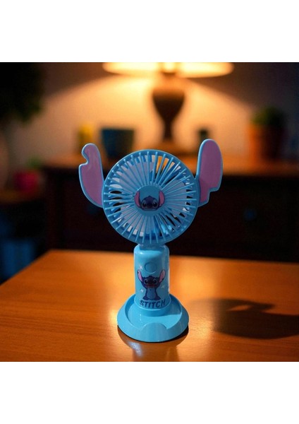 Masa Üstü Vantilatör Mini Fan Stıtch USB Şarjlı Vantilatör Mavi
