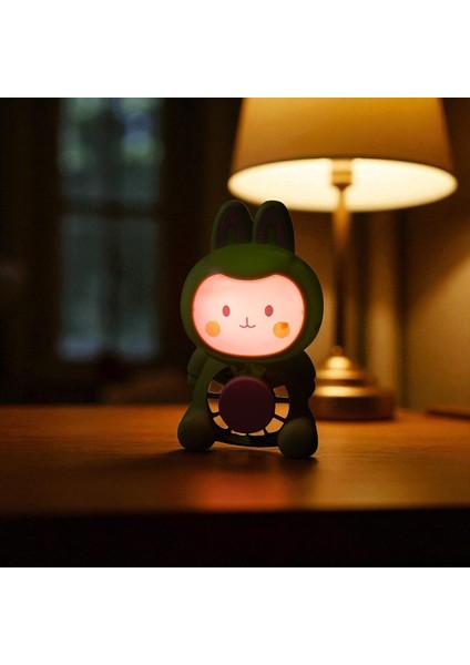 Masa Üstü Vantilatör Mini Tavşan Fan Vantilatör USB Şarjlı Yeşil Pembe Işıklı fiyatları