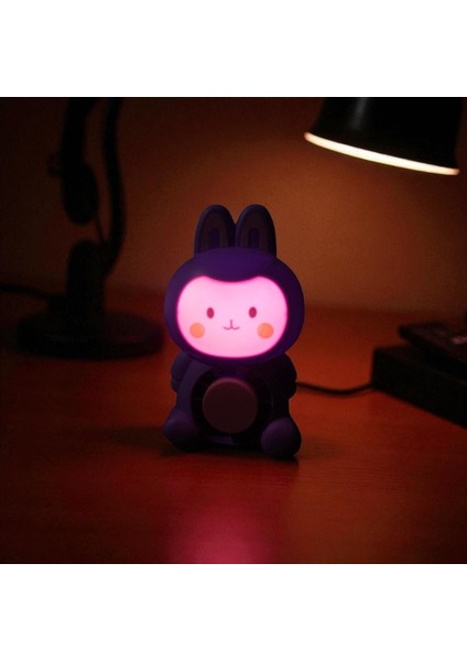 Masa Üstü Vantilatör Mini Tavşan Fan USB Şarjlı Vantilatör Mor Pembe Işıklı fiyatları