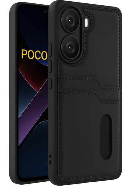 Xiaomi Poco X7 Pro Kılıf Sara Kartvizitli Deri Kılıf - Siyah Dsdrn