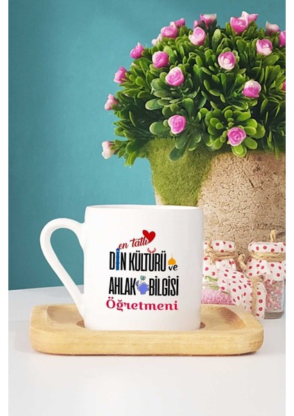 Tatlı Din Kültürü Öğretmeni Türk Kahvesi Fincanı Ahşap Altlık, Zarif ve Şık Tasarım