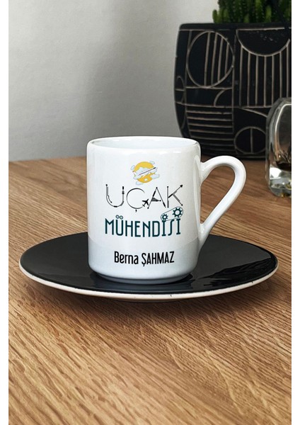 Kişiye Özel Uçak Mühendisi Türk Kahvesi Fincanı Siyah Hediyesi modelleri