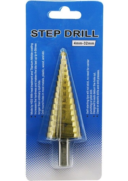 Kademeli Hss Matkap Ucu 4-32MM, Dayanıklı ve Yüksek Performanslı Çalışma Sağlar