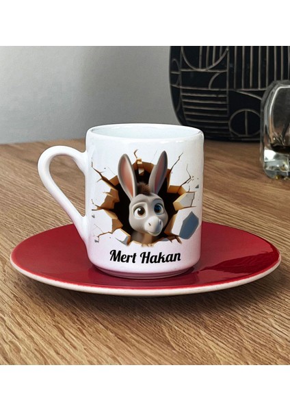 Kişiye Özel 3D Efektli Kırmızı Türk Kahvesi Fincanı Isimli Tasarım