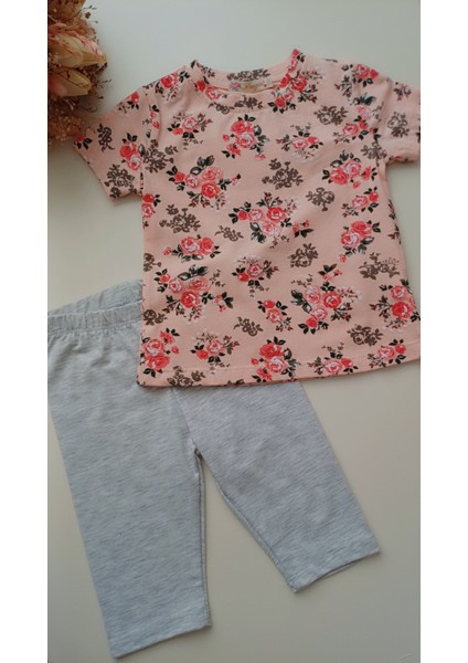 Kız Bebek Kız Çocuk 2 - 5 Yaş Çiçek Baskılı Taytlı Takım modelleri