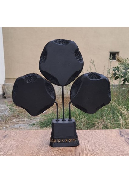Siyah Gold Çiçek Dekoratif Obje | 30X30 cm | Modern Masaüstü Biblo | fiyatları