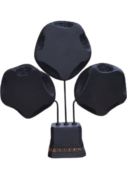 Siyah Gold Çiçek Dekoratif Obje | 30X30 cm | Modern Masaüstü Biblo | modelleri