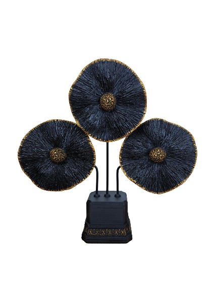 Siyah Gold Çiçek Dekoratif Obje | 30X30 cm | Modern Masaüstü Biblo | fırsatları