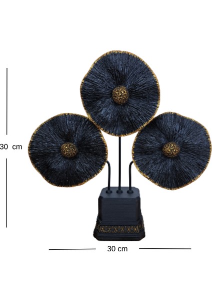 Siyah Gold Çiçek Dekoratif Obje | 30X30 cm | Modern Masaüstü Biblo | indirimleri