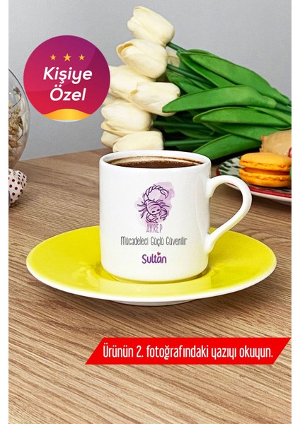 Kişiye Özel Akrep Burcu Isim Yazılı Türk Kahvesi Fincanı, Doğum Günü Hediyesi