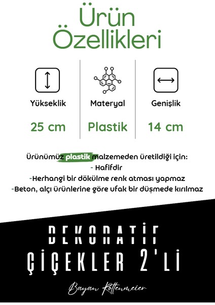 Dekoratif Çiçekler 2 Li Dekoratif Obje - Biblo - Dekor fiyatları