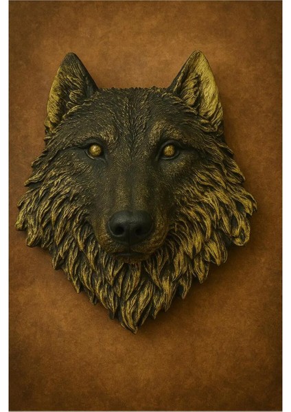 Kurt Bakışı Duvar Biblosu | Dekoratif Kurt Figürü