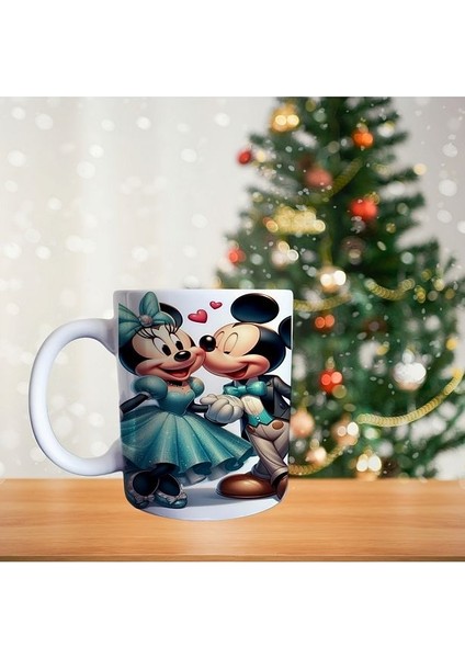 Mickey ve Minnie Mouse Balo Salonunda - Kişiye Özel Hediye- Çizgi Karakter Temalı Porselen Kupa