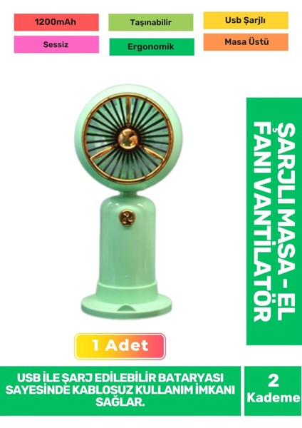 Ultra Sessiz 2 Kademeli Hafif Kablosuz 1200MAH Pervane Taşınabilir USB Şarjlı Masa El Fan Vantilatör