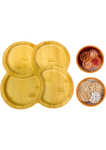 High-Tech Bambu Atıştırmalık Tabağı, Kahvaltı Sunum Tabağı, Çay Saati Tepsi, Atıştırmalık Köşesi, Mini Bahçe Sunum Tabağı, 4 Bölmeli Sunum Tabağı