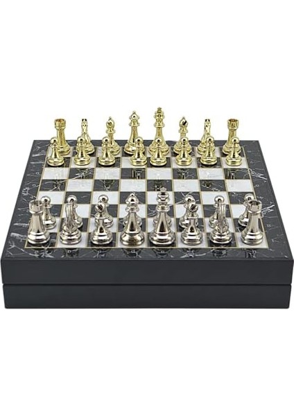 Büyük Boy Metal Klasik Satranç Tk. Parlak ve Mermer Desenli Sandıklı Mdf TAHTASI(36X36X6 Cm.) fiyatları