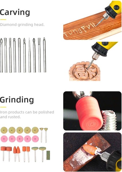 350 Parça Çift Makinalı Gravür ve Taşlama Seti, Zımpara ve Oyma Aletleri