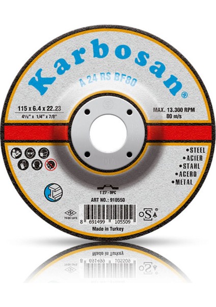 115X6.4X22.23MM Metal Taşlama ve Çapak Alma Taşı, Çok Amaçlı Kullanım