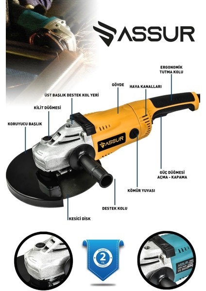 2200W Güçlü Metal Şanzımanlı 230MM Spiral Taşlama Makinesi fiyatları